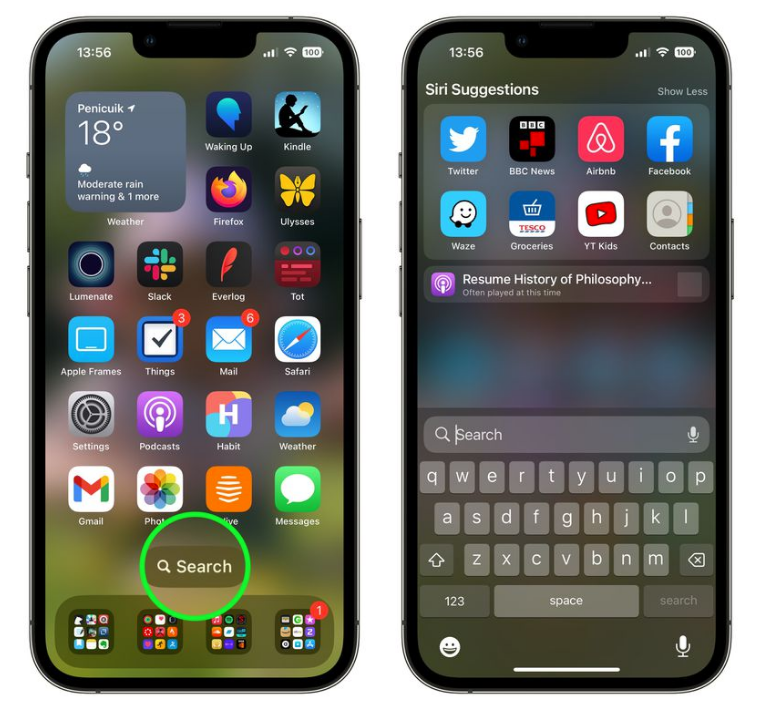 平山苹果手机维修分享升级到 iOS 16 后，如何删除主屏幕上的搜索按钮 